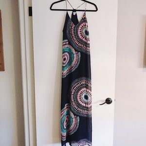 Dark navy maxi dress with geometric design size S